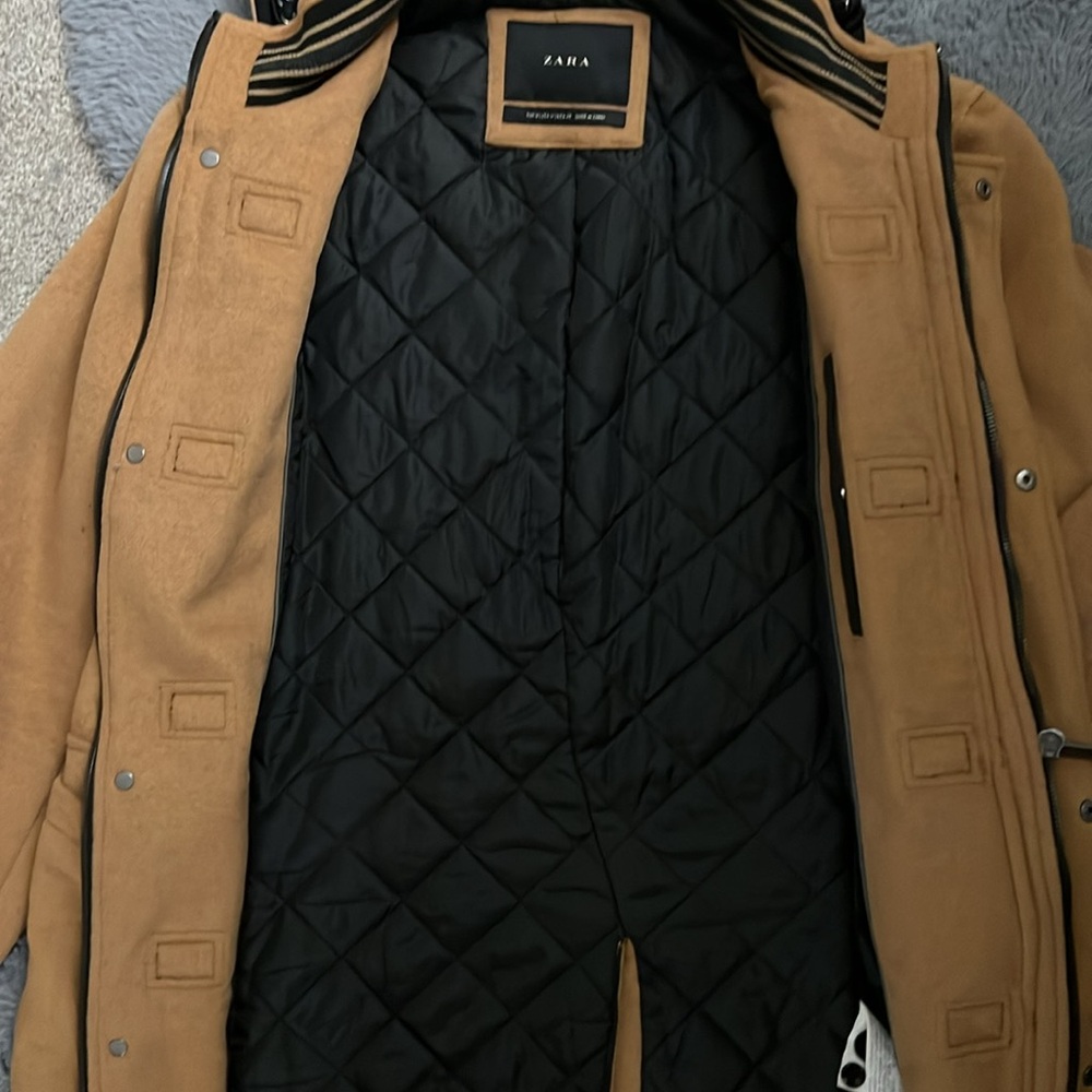 Zara Tan Hooded Men's Coat - Picture 4 of 6